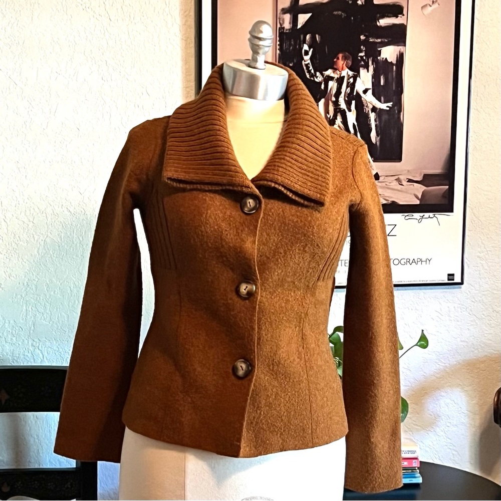 Kuna Rust Brown Cropped Cardigan Jacket Sz Small